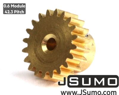 Jsumo - 0.6 Module (42.3 Pitch) 20T Brass Pinion Gear - Ø2.2mm