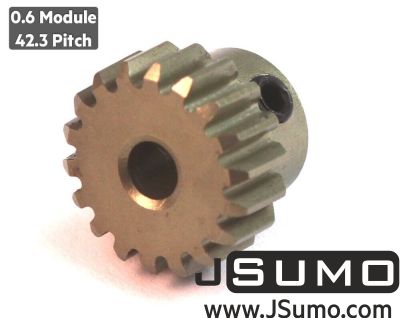 Jsumo - 0.6 Module (42.3 Pitch) 18T Aluminum Pinion Gear - Ø3.17mm