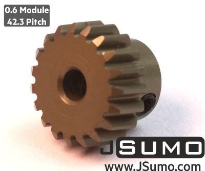 Jsumo - 0.6 Module (42.3 Pitch) 19T Aluminum Pinion Gear - Ø3.17mm
