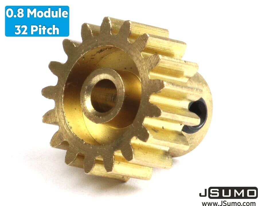 0.8 Module (32 Pitch) 17T Pinion Brass Gear - Ø3.17mm