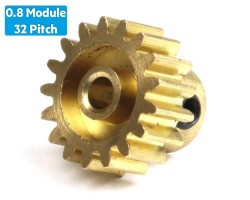 0.8 Module (32 Pitch) 17T Pinion Brass Gear - Ø3.17mm - Thumbnail