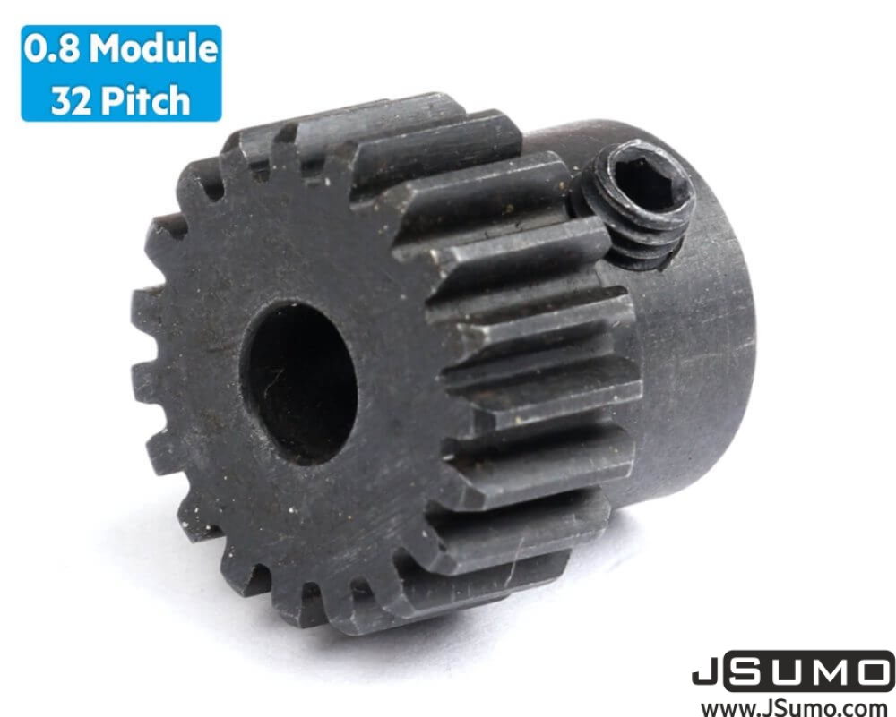 0.8 Module (32 Pitch) 19T Pinion Gear - Ø5mm