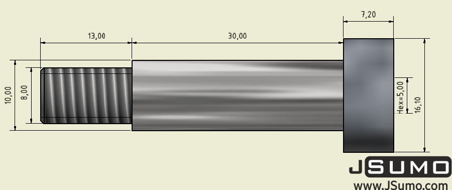 Ø10x30mm Hardened Steel Shaft Screw