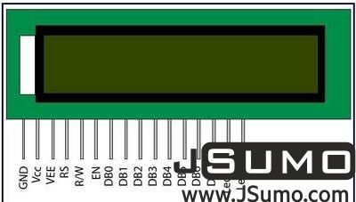 Jsumo - 2x16 LCD Screen Blue -Illuminated