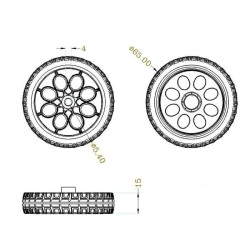 65mm Wheel - Double - Yellow Motor Compatible - Thumbnail