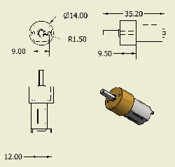 Carbon Microgear Dc Motor 6V 375RPM - Thumbnail