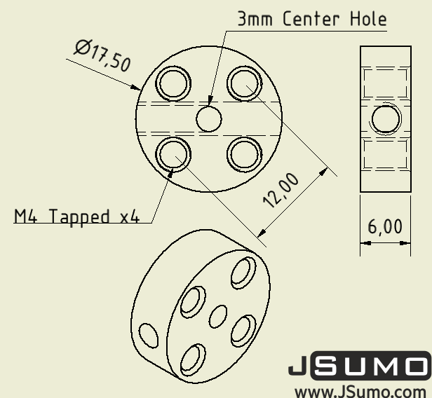 CNC Machined Flat Hubs (3mm Hole - Pair)