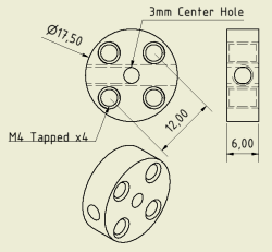 CNC Machined Flat Hubs (3mm Hole - Pair) - Thumbnail