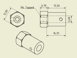 CNC Machined 12mm HEX Hubs (6mm Hole - Pair) - Thumbnail