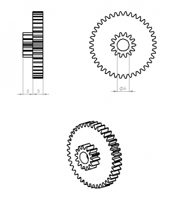 Jsumo - Concentric Double Gear (0,8 Module - 14-40 Tooth) (1)