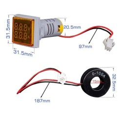 Digital AC Voltmeter-Ammeter-50-500V 100A Green - Thumbnail