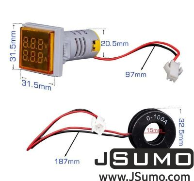 Jsumo - Digital AC Voltmeter-Ammeter-50-500V 100A Green (1)