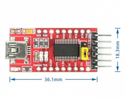 FT232RL USB 3.3V/5.5V to TTL Converter Module - Thumbnail