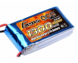 GENSACE 1300 mah 7,4V 2S 25C LiPO Battery - Thumbnail