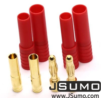 Amass - Gold Connector Plug Pair (4mm Banana + Cases)