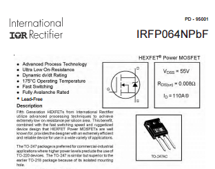 10pcs IRFP064N IRFP064NPBF 55V 110A 200W TO-247 Mosfet transistor original Value-Trade-Inc