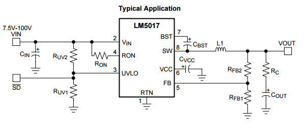 LM5017 7.5-100V Input 0.6A Adj. Switching Mode Regulator IC
