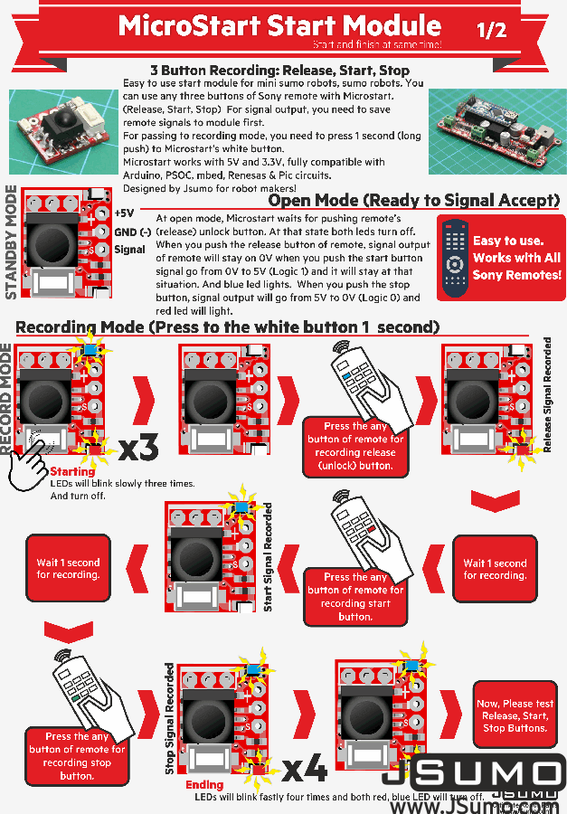 Official MicroStart Sumo & Minisumo Robot Start Module