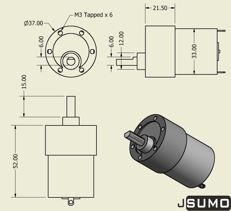 Titan Dc Gearhead Motor 12V 200 RPM (60:1) Price Jsumo