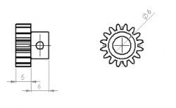 Steel Motor Pinion Gear (0,8 Module - 16 Tooth) - Thumbnail