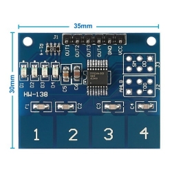 TTP224 4-Channel Capacitive Touch Sensor Module - Thumbnail