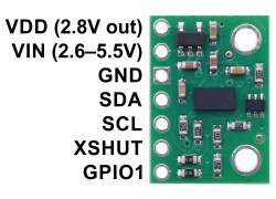 VL53L0X Time-of-Flight Distance Sensor Carrier with Voltage Regulator, 200cm Max (Pololu) - Thumbnail