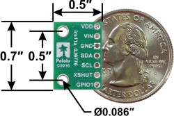 VL53L0X Time-of-Flight Distance Sensor Carrier with Voltage Regulator, 200cm Max (Pololu) - Thumbnail